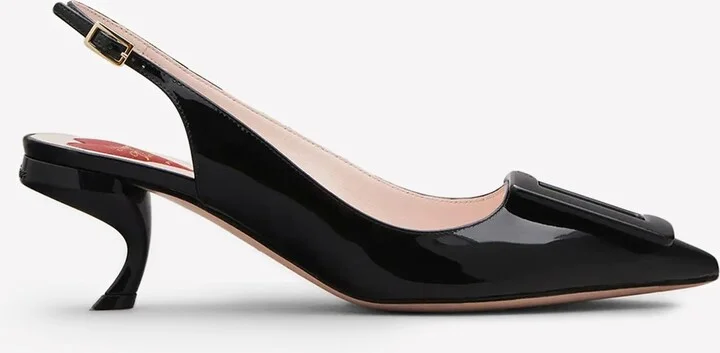 Virgule 55 Buckle Slingback Pumps in Patent Leather