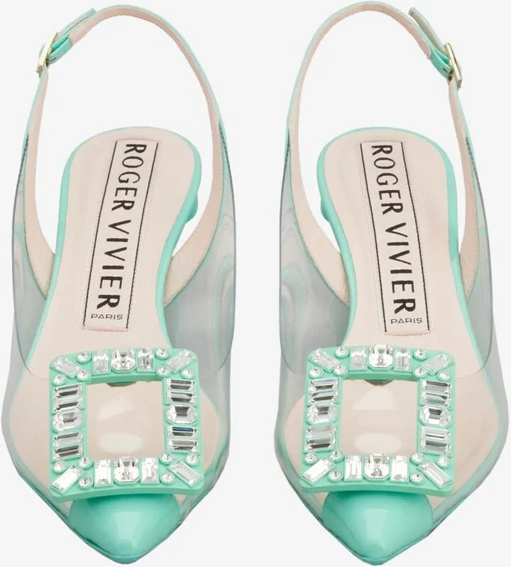Virgule 55 Crystal Buckle Slingback Pumps - Image 2