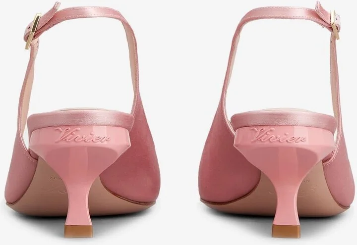 Virgule 55 Crystal Buckle Slingback Pumps in Satin - Image 3