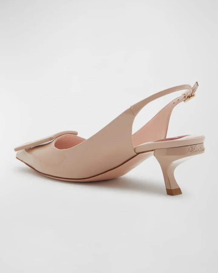 Virgule Pointed Patent Leather Kitten-Heel Pumps - Image 3