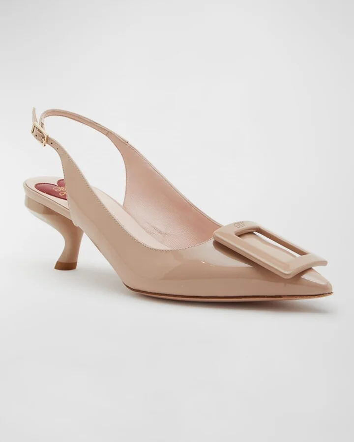 Virgule Pointed Patent Leather Kitten-Heel Pumps - Image 6