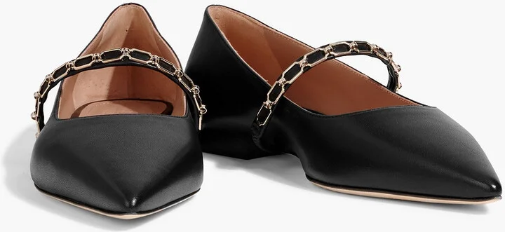 Virna chain-embellished leather Mary Jane flats - Image 2