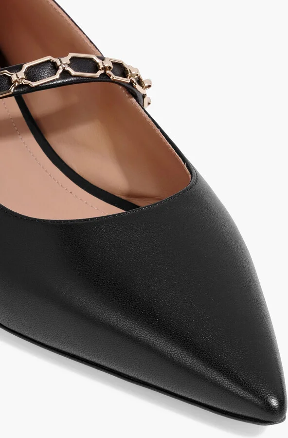 Virna chain-embellished leather Mary Jane flats - Image 4