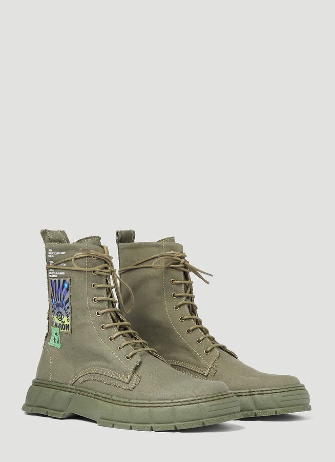 Virón 1992 Upcycled Canvas Boots - Boots Khaki Eu - 37 - Image 2