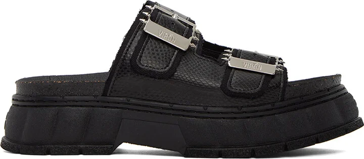 Virón Black 2018 Appleskin Faux-Leather Sandals