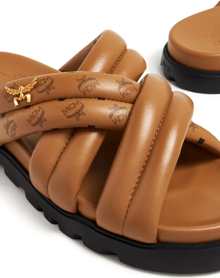 Visetos-print crossover leather slides - Image 2
