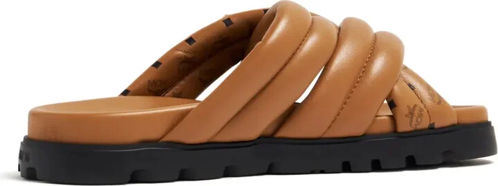 Visetos-print crossover leather slides - Image 3