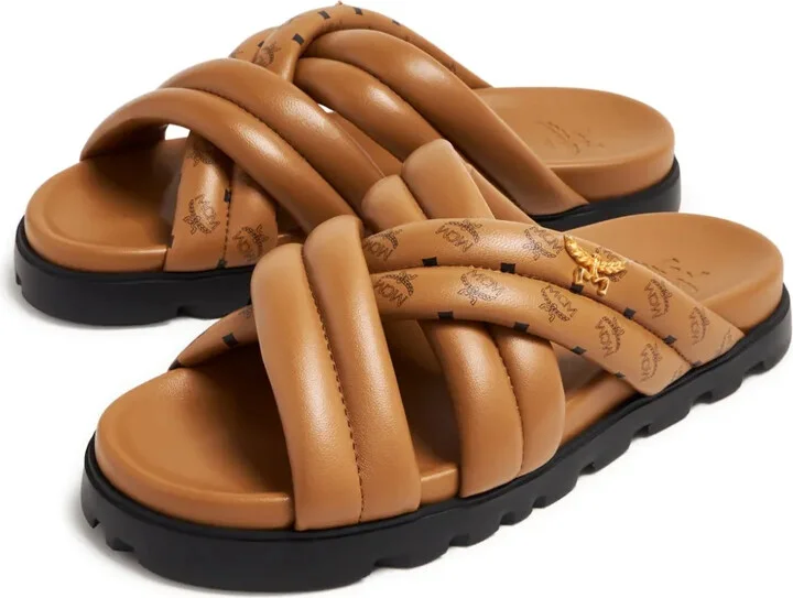 Visetos-print crossover leather slides - Image 4