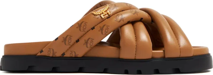 Visetos-print crossover leather slides
