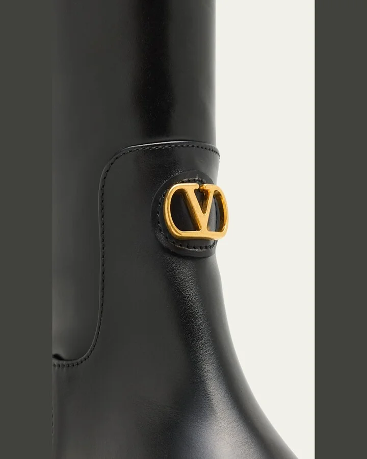 Vitello Brass VLogo Leather Knee-High Boots - Image 5
