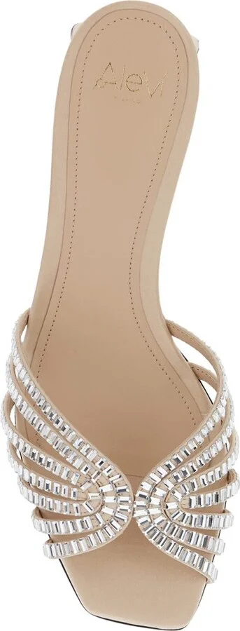 'Vittoria' Metallic Rhinestoned Sandals With Block Heel In Leather Woman - Image 4