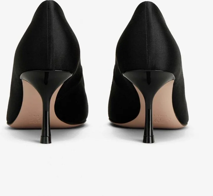 Viv' Choc 65 Crystal Buckle Satin Pumps - Image 3