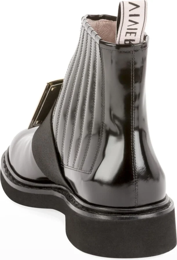 Viv Ranger Patent Leather Pilgrim Buckle Booties - Image 4
