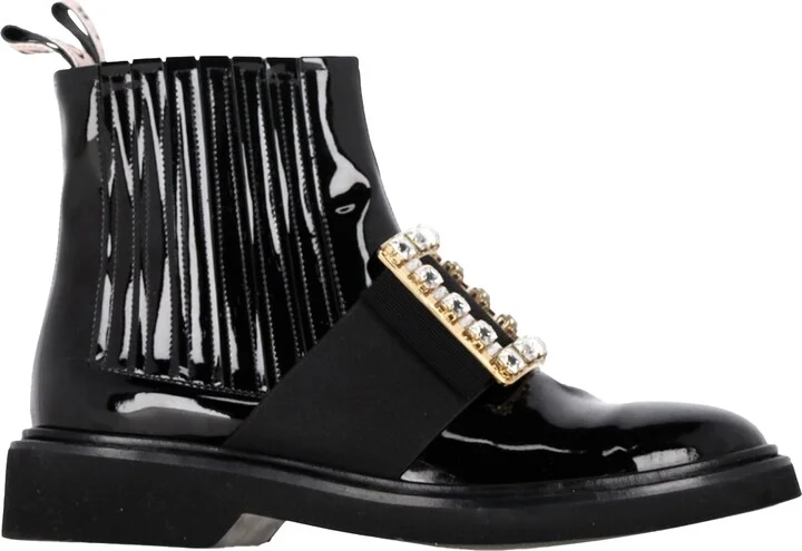 Viv Rangers Chelsea Booties in Black Patent Leather