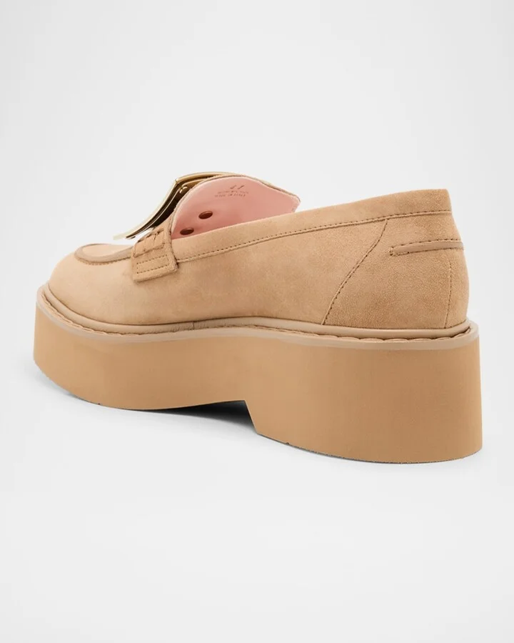 Viv Rangers Suede Metal-Buckle Loafers - Image 4