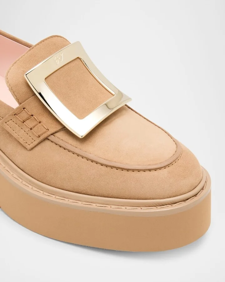 Viv Rangers Suede Metal-Buckle Loafers - Image 8