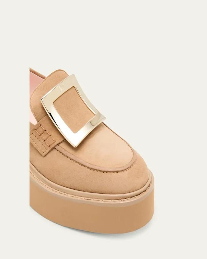 Viv Rangers Suede Metal-Buckle Loafers - Image 3