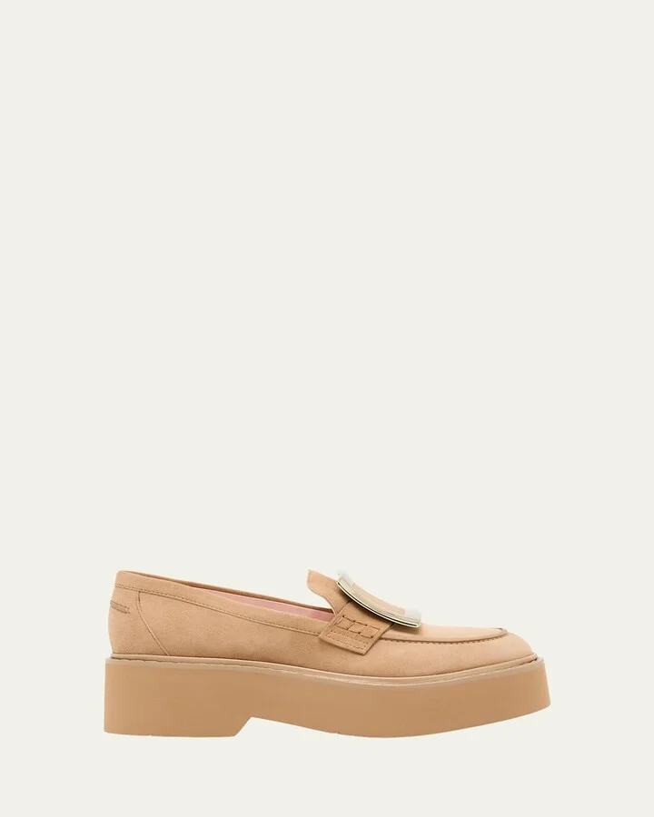 Viv Rangers Suede Metal-Buckle Loafers