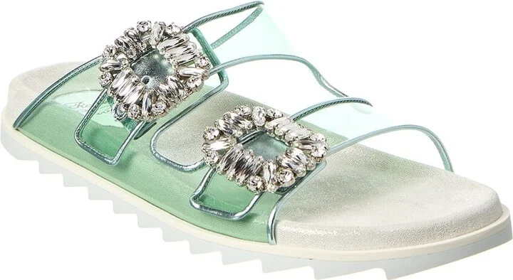 Viv Strass Buckle Vinyl & Leather Slide