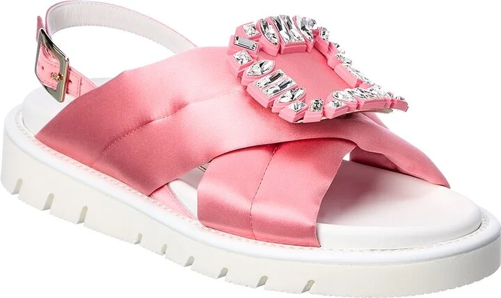 Viv' Winter Puffy Strass Buckle Satin Sandal