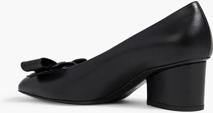 Viva bow-detailed lizard-effect leather pumps - Image 3