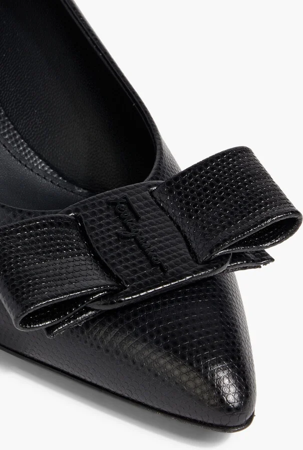 Viva bow-detailed lizard-effect leather pumps - Image 4