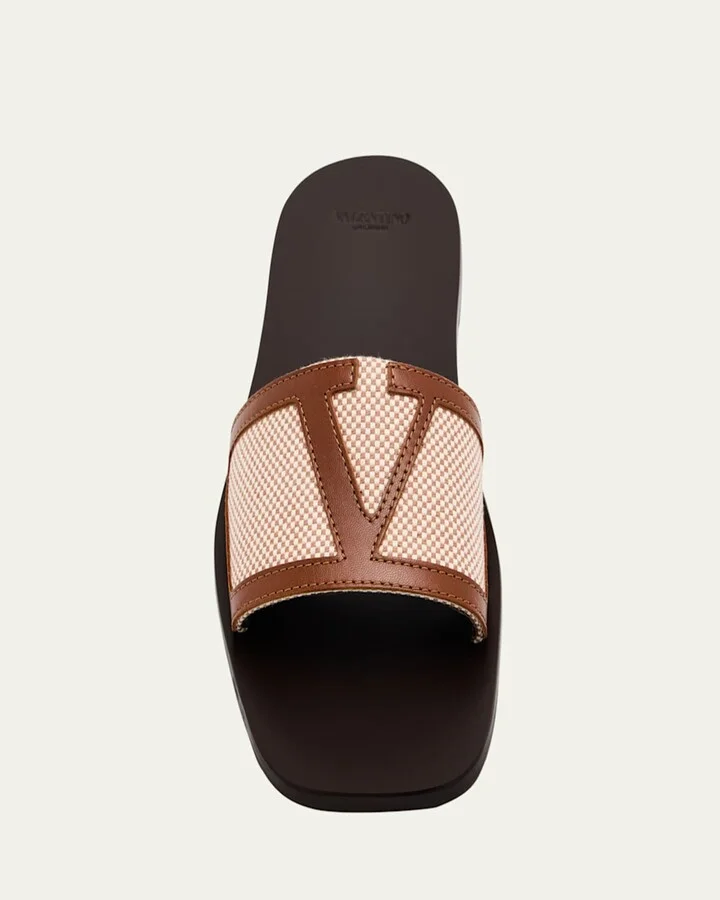 Viva VLogo Canvas Flat Slide Sandals - Image 7