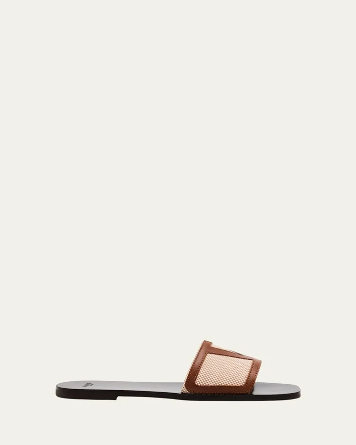 Viva VLogo Canvas Flat Slide Sandals