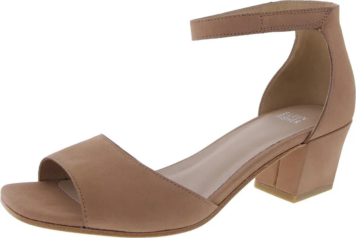 VIVA Womens Block Heel Faux Suede Ankle Strap