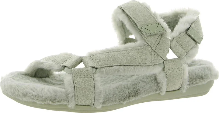 Viva Womens Faux Fur Casual Strap Sandals