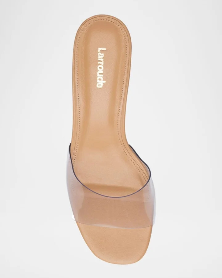 Vivi Clear Leather Kitten-Heel Mules - Image 2