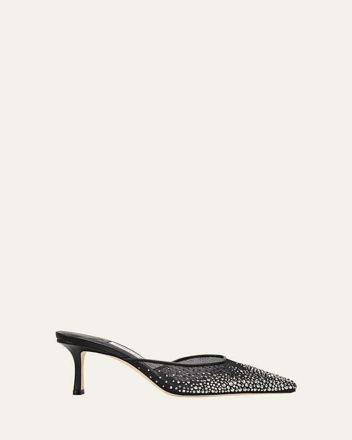 Vivi Crystal Mesh Mule Pumps
