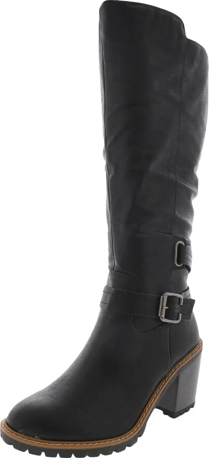 Viviaan Womens Faux Leather Zipper Knee-High Boots