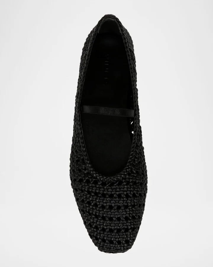 Vivian Crochet Leather Mary Jane Ballerina Flats - Image 2