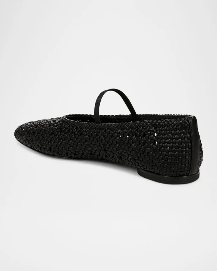 Vivian Crochet Leather Mary Jane Ballerina Flats - Image 3