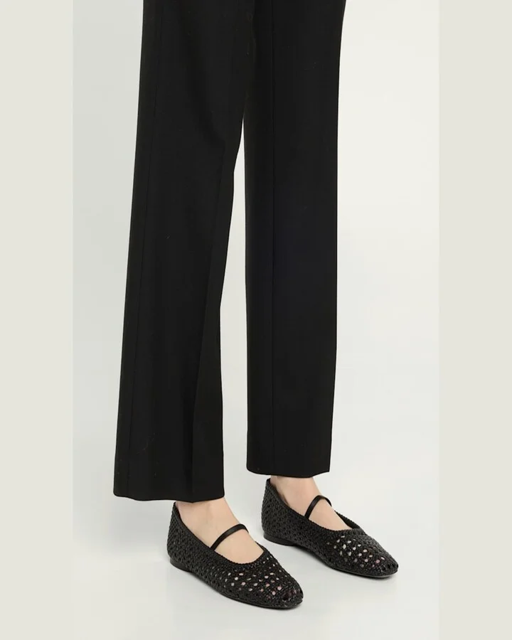 Vivian Crochet Leather Mary Jane Ballerina Flats - Image 2
