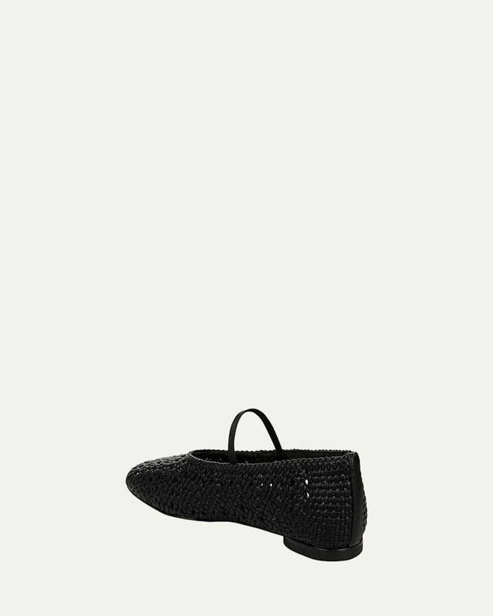 Vivian Crochet Leather Mary Jane Ballerina Flats - Image 4