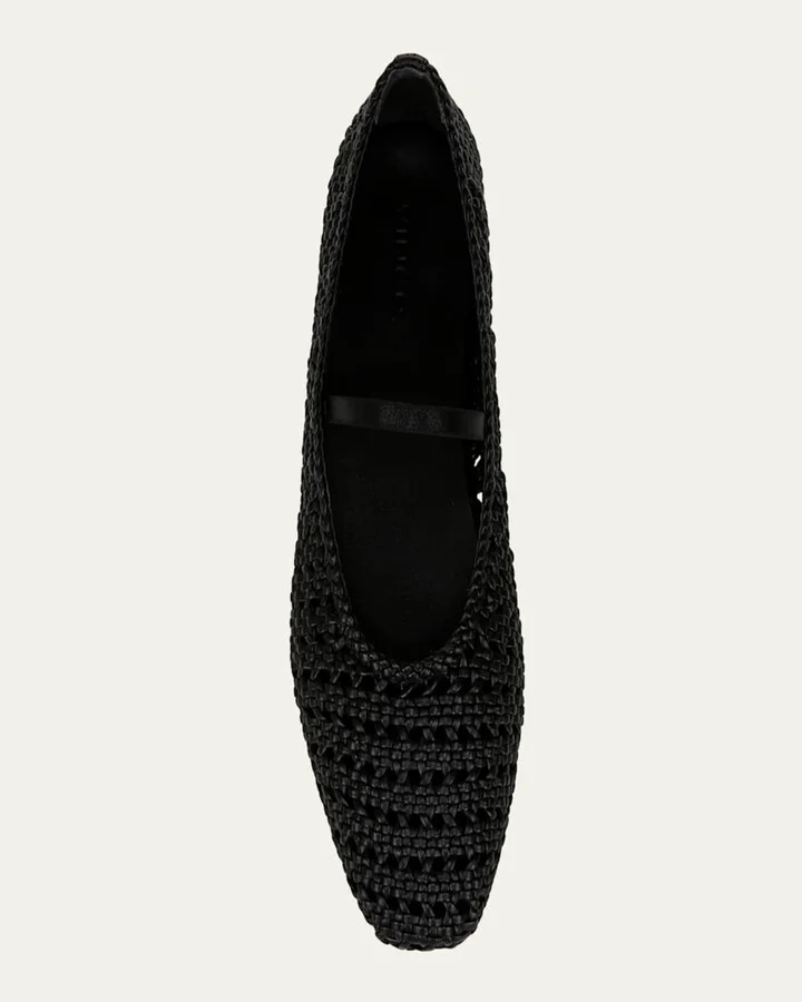 Vivian Crochet Leather Mary Jane Ballerina Flats - Image 5