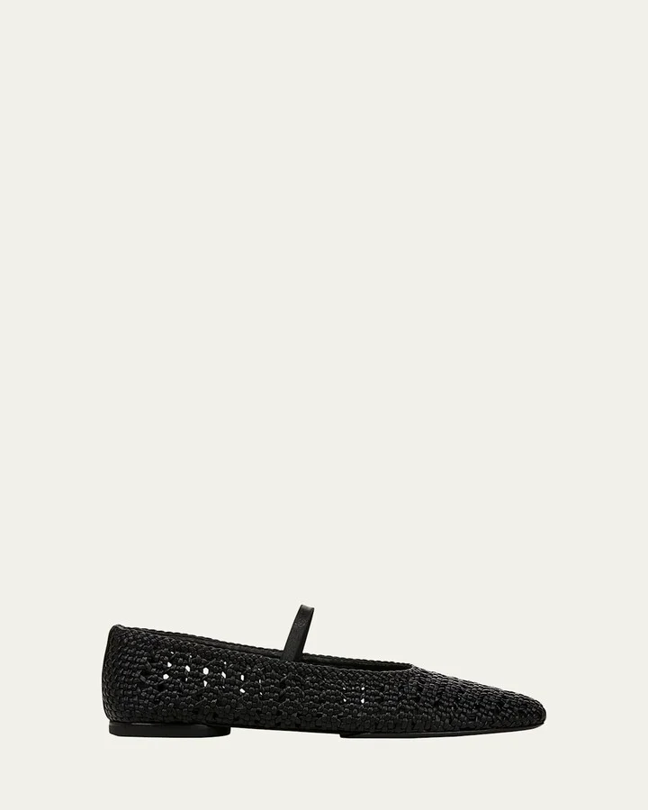 Vivian Crochet Leather Mary Jane Ballerina Flats
