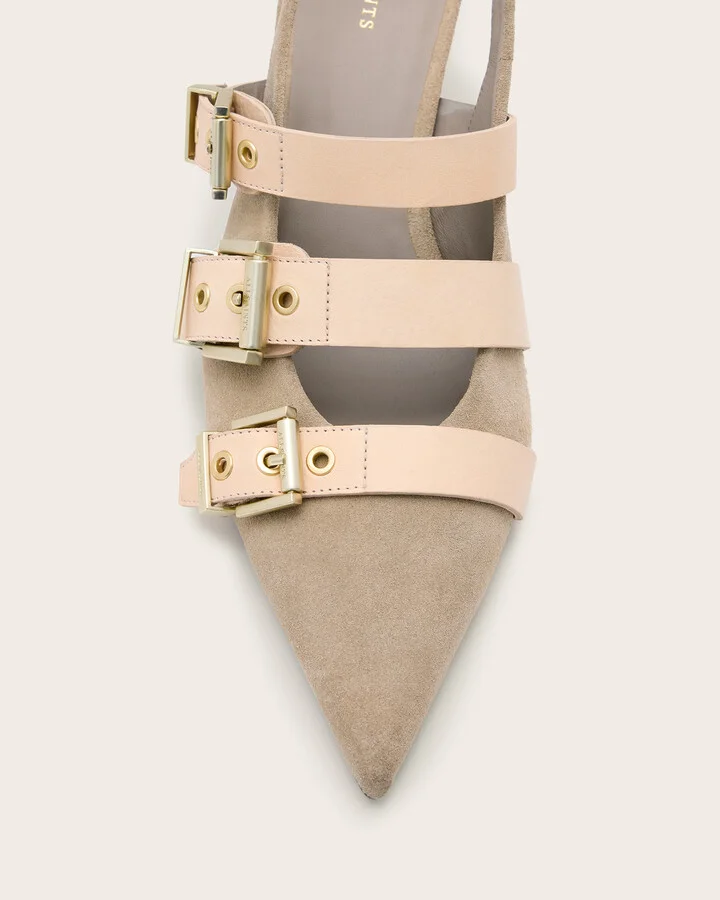 Vivian Leather Buckle Slingback Heels - Image 3