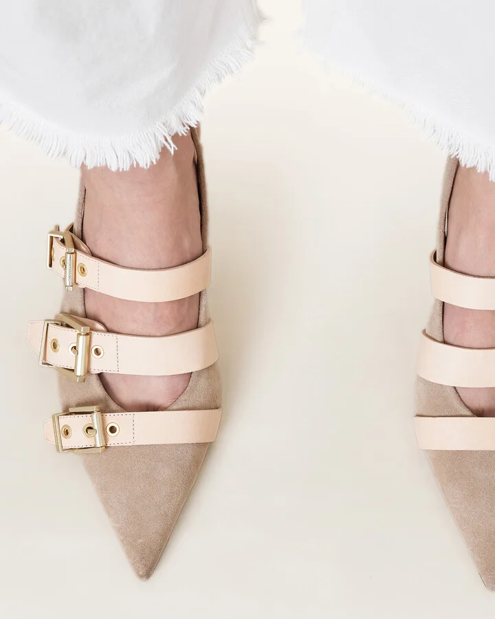 Vivian Leather Buckle Slingback Heels - Image 4