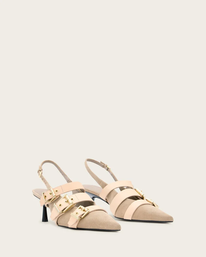 Vivian Leather Buckle Slingback Heels - Image 5