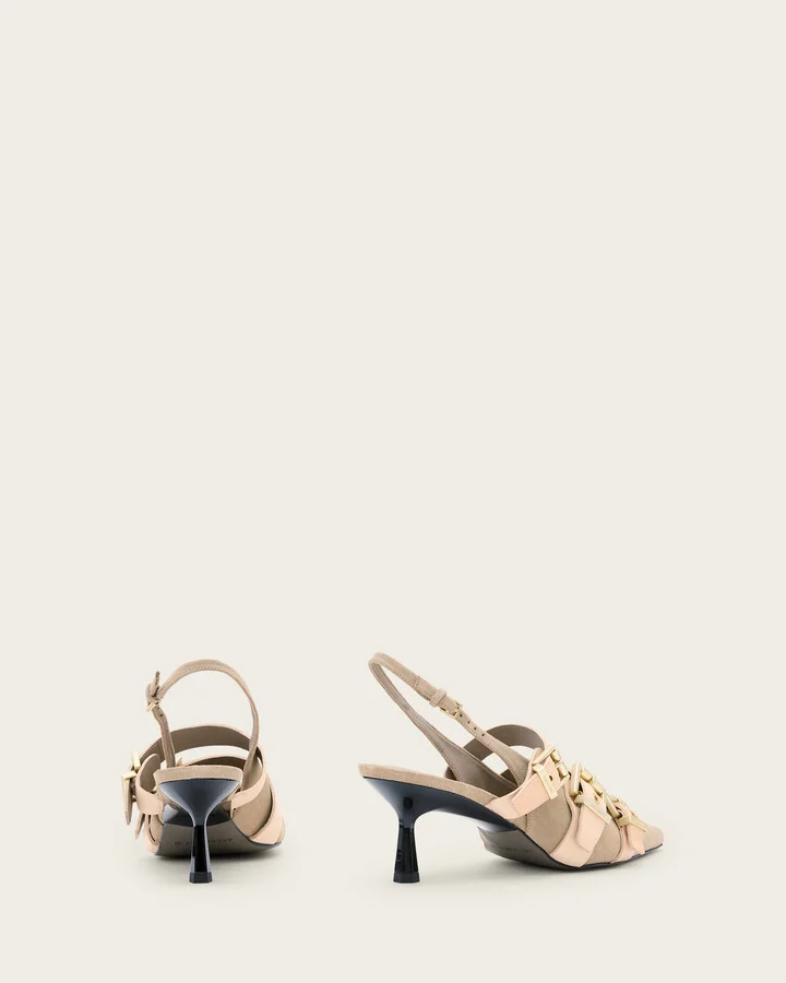 Vivian Leather Buckle Slingback Heels - Image 7