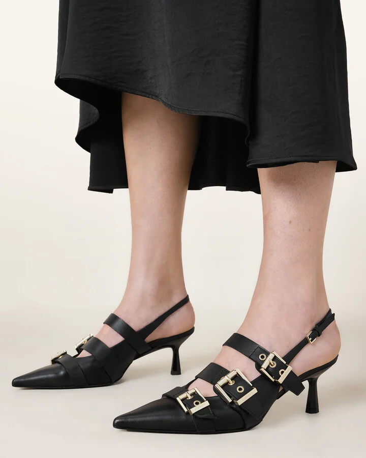 Vivian Leather Buckle Slingback Heels - Image 2