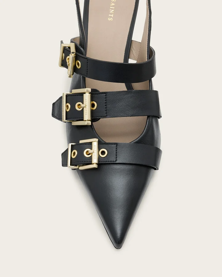 Vivian Leather Buckle Slingback Heels - Image 3