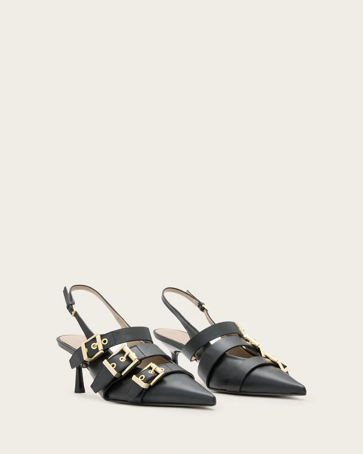 Vivian Leather Buckle Slingback Heels - Image 5