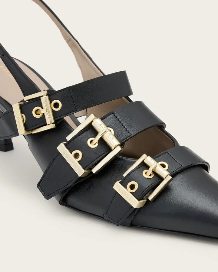 Vivian Leather Buckle Slingback Heels - Image 7