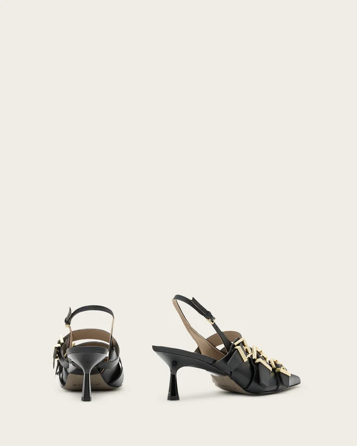 Vivian Leather Buckle Slingback Heels - Image 8