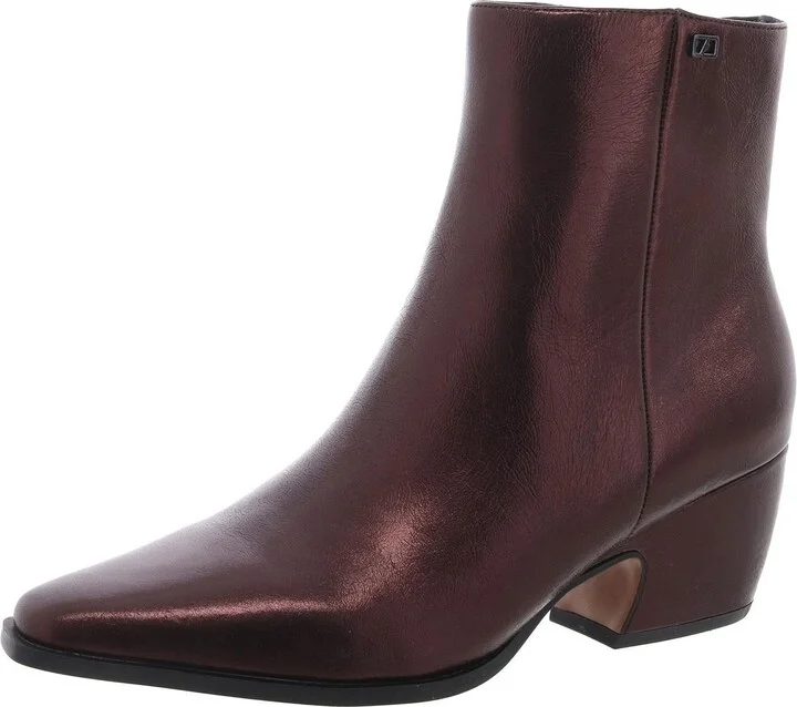 Vivian Womens Leather Zipper Ankle Boots