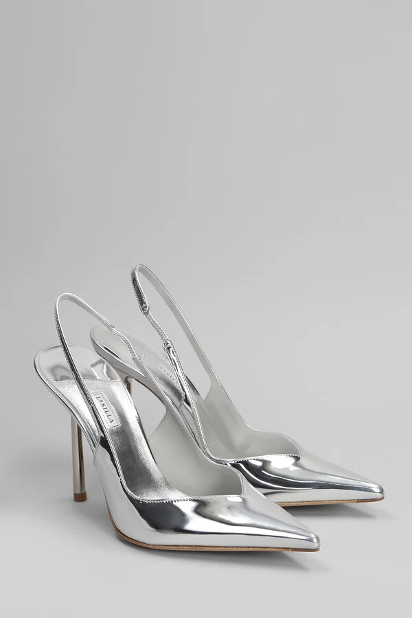 Vivienne Pumps In Silver Leather - Image 2